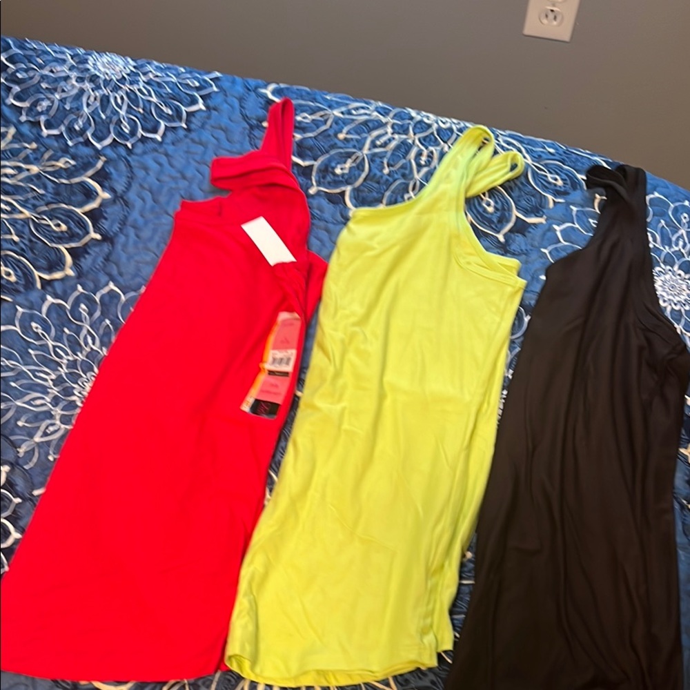 Set of Three Sleeveless Dresses - Red, Yellow, Black